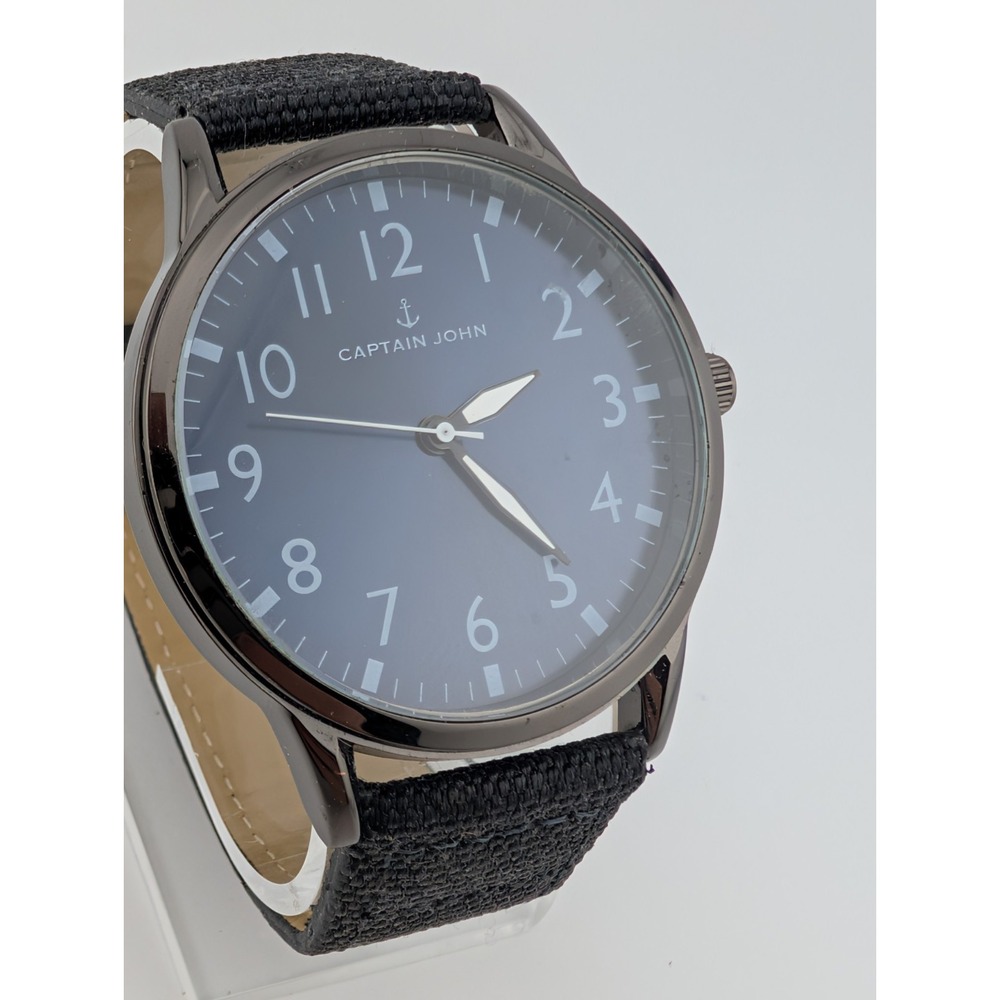 Captain John Watch Men 44mm Case Blue Dial Black Band- New Battery